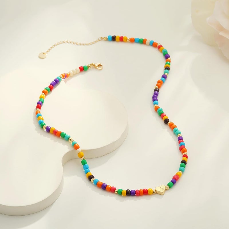 BLThing Store Colorful Heart Initial Necklaces for Girl Kids - 18K Gold Filled Colorful Bead Initial A-Z Letter Necklace Teen Girls Gifts Trendy Stuff Birthday Gifts for 5 6 7 8 9 10 Year Old Girls Gift - Image 5